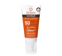 Ecran Sunnique - Fluido Protector Solar FPS 50 para Cuello y Escote, Protección UVB + UVA e IR-A, Refuerza las Defensas, Protege la Piel, Hidratación 24 h, Fórmula con VitEox 80 - 50 ml