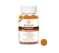 ECRAN Sunnique Gummies - Complemento Alimenticio para la Piel para Antes, Durante y Después de la Exposición Solar - Con Betacaroteno, Luteína y Vitaminas A, C y E - 60 Gummies Sabor Naranja