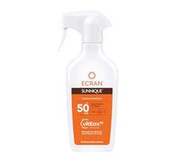 Ecran Sunnique - Leche Protectora en Spray Solar FPS50 - Familiar 270 ml | Protección alta frente a UVB, UVA e IR-A con VitEox 80 e hidratación 24h, se pulveriza para una aplicación rápida