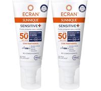 Ecran Sunnique Sensitive - Fluido Protector Facial para Cara y Escote FPS +50 | Fórmula con Pantenol, Resistente al Agua, sin Perfume ni Alcohol para Pieles Sensibles | 50ml (Paquete de 2)