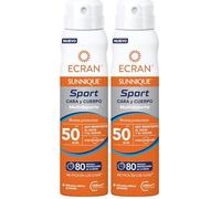 Ecran Sunnique Sport Bruma Protectora Rostro y Cuerpo SPF 50 - Muy Resistente al Agua y Sudor - Protección Invisible 2 en 1 - 75 ml (Paquete de 2)