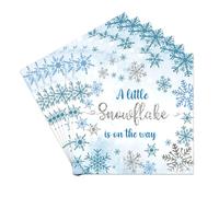 Ecrifrion Paquete de 20 servilletas de papel de Navidad, diseño de copo de nieve, azul y blanco, servilletas desechables a granel para bebidas, cóctel, cena, para vacaciones, invierno, país de las