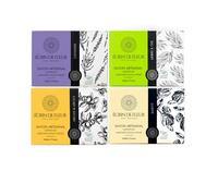 Écrin de Fleur - Pack de 4 jabones artesanales ecológicos (jabón de árbol de té, jabón de lavanda, jabón de manteca de karité, jabón de argán y arcilla)