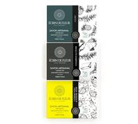 Écrin de Fleur - Set Regalo Jabón Natural Hombre, Certificado COSMOS y Nature et Progrès, Cedro, Lima & Pimienta Negra, Carbón Vegetal, Artesanal en Francia, 3x90g