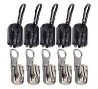 ECSiNG 10 cremalleras de repuesto #5 reversibles con kit de tope en forma de U para tiendas de campaña al aire libre y ropa de doble cara (5 piezas negras y 5 piezas plateadas)