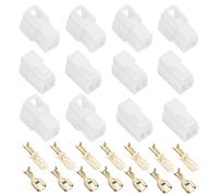 ECSiNG 10 Juegos Conectores Cable Eléctrico Automotriz de 3 Pines Kits Enchufes de Terminales Cable Macho Hembra para Motocicleta Ebike Coche Conector de 6,3mm Color Blanco