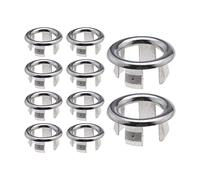 ECSiNG 10 piezas de fregadero anillo de desbordamiento agujero redondo tapa de drenaje apto orificio de desbordamiento de 22-24 mm diámetro de desbordamiento accesorios de cocina baño de plata