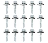 ECSiNG 100 tornillos hexagonales autoperforantes M5,5 x 25 mm con junta de sellado de goma, tornillos de techo de acero al carbono galvanizado para paneles de pared de techo corrugado