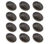 ECSiNG 12 botones de metal vintage grabados con vástago, botones de costura redondos, decoración para manualidades, abrigos, chaquetas, pantalones rompevientos de 25 mm, marrón, 25 mm
