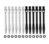 ECSiNG 12 cañas de dardos con juntas tóricas de goma de 45 mm estándar 2BA, tallos de grada de aluminio, accesorio de lanzamiento en negro y plateado, incluye 6 unidades de cada color