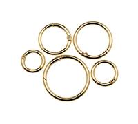 ECSiNG 15 mosquetones redondos de aleación de anillo O de resorte, gancho de presión, llavero de resorte, hebilla de 5 estilos para bolsos, bolsos, llavero, mochila, bolso, color dorado