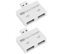 ECSiNG 2 Adaptadores de Concentrador USB 2.0 Macho A 2 Puertos USB Adaptador Divisor de 1 A 2 Concentradores Extensor de Carga USB Cargador Doble para Teléfono Móvil Portátil Blanco
