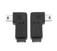 ECSiNG 2 adaptadores mini USB de 5 pines macho a micro USB hembra, 90 grados en ángulo izquierdo y derecho, adaptador convertidor de conector de transferencia de datos