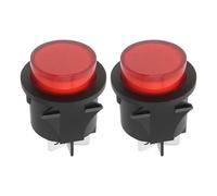 ECSiNG 2 botones de 25 mm AC250V 16A de encendido y apagado, 4 pines, enchufe plano, luz roja, interruptor iluminado para coche, barco, electrodomésticos y dispositivos médicos