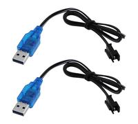 ECSiNG 2 cables de carga USB de 3,7 V con adaptador de enchufe SM-2P, fuente de alimentación de batería, cable de carga para barcos a control remoto, coches, camiones, batería de iones de litio de 3,7