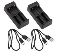 ECSiNG 2 cargadores para baterías de iones de litio de 3,6 V/3,7 V, cargador de batería de 92,8 x 41,1 x 30,3 mm para 18650 18500 18490 16340 14500 22650 26500 26650 cargador de batería doble, color