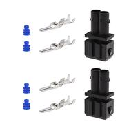ECSiNG 2 Juegos de Conectores Macho de 2 Pines con Terminales Macho Y Sellos Compatible con VW 357972762 Kit de Reparación Impermeable para Automóvil Conector de Soporte de Lámpara Giratoria