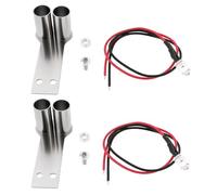 ECSiNG 2 Tubos de Escape de Simulación de Coche RC 1/10 para Coche de Derrape A Escala 1/10 de 49,9x22,1x18,4mm Tubo de Escape de Simulación RC con Luz LED Pernos de Alambre Tornillos Orificio Doble