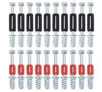 ECSiNG 200 tapones de pared atornillados para muebles, conector de bloqueo de tornillo de rosca de 6 mm, 100 unidades rojas de 39 mm, 100 unidades negras de 45 mm para armario, cajón, aparador