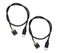 ECSiNG 2pcs Cables de Placa Base USB de 9 Pines A Mini Tipo C Cable de Datos Recto con Doble Blindaje para Chasis Placa Base Tarjeta Gráfica 50cm