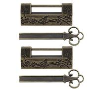 ECSiNG 2PCS Candados Antiguos con Llaves Estilo Chino Flor Pájaro Tallado Pestillo Cerradura Decorativa para Cajas de Joyería Mini Gabinetes Cajones Cajas de Regalo Bronce