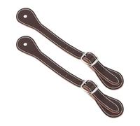 ECSiNG 2pcs Correas de Espuelas de Cuero Marrón Ajustables de Una Sola Capa de Piel de Vaca para Jinetes.