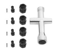 ECSiNG 4 cubos de rueda hexagonales extendidos de latón negro de 7 mm, espaciadores de rueda de 8 mm de grosor, compatibles con SCX 24 1/24 RC Car con llave cruzada