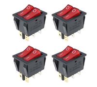 ECSiNG 4 interruptores basculantes rectangulares dobles de encendido y apagado, LED rojo, 230 V, 16 A, para aplicaciones donde 2 circuitos necesitan ser conmutados de forma independiente