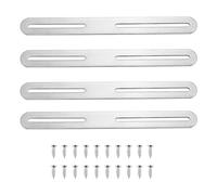 ECSiNG 4 placas de reparación planas ajustables de 215 x 24 mm, soporte de esquina plano de acero inoxidable con agujero ranurado para muebles de madera, soporte de caja de policarbonato