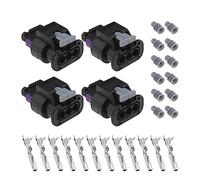 ECSiNG 4 tapones de conexión de sensor de estacionamiento de 3 pines 4F0973703 compatibles con VW compatible con Audi Pigtail Plug Adaptador con terminales sellos