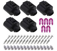 ECSiNG 5 Juegos de Conectores Hembra de 3 Pines para Coche con Terminales Y Sellos Hembra Kit de Enchufe de Sensor Hembra 3D0973703 1J0973703 Kit de Reparación Impermeable para Automóvil