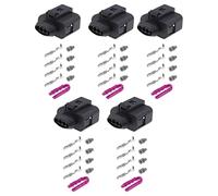 ECSiNG 5 juegos de conectores hembra para coche de 4 pines con terminales hembra y sellos sensor de presión de admisión de coche conector hembra 1J0973704 compatible con VW compatible con Audi