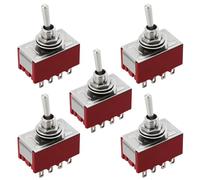 ECSiNG 5 Uds Mini Interruptor Palanca Miniatura Interruptor Basculante de 12 Pines Interruptor de Palanca de 2 Posiciones MTS-402 para Tablero de Instrumentos de Coche 2A 250VAC Rojo