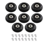 ECSiNG 8 Ruedas de Patinaje 82A de 70 mm con rodamientos ABEC-7 608ZZ equitación recreativa en Interiores y Exteriores, con espaciadores de plástico Blanco de 6 mm, Repuesto de Poliuretano Negro