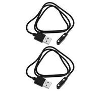 ECSiNG Cable de carga magnético USB a 2 pines para reloj inteligente, gafas inteligentes, rastreador de fitness, cable de contacto, espaciado de pines de 7,62 mm, longitud 60 cm, color negro