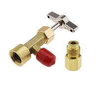 ECSiNG Can Tap Válvula Dispensadora de Refrigerante Abridor de Botellas con Adaptador de Tanque Rosca 1/4" SAE Y 1/2" AC-ME para R134A R12 Manguera de Carga de CA Colector de Aire Acondicionado