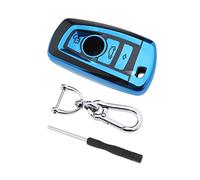 ECSiNG Carcasa Protectora de TPU para Llave de Coche, 4 Botones, con Llavero y Destornillador, Compatible con BMW 1/2/3/4/5/6/7 Series X3 X4 M2 M3 M4 M5 M6 GT3 GT5 520 525 f30 f10 A-Blue