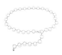 ECSiNG Cinturones de cintura de cadena de junta tórica de metal ajustable cadena de cintura alta vintage cinturones de cadena accesorios de ropa para mujeres y niñas, plata, 115 cm