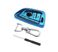 ECSiNG Funda de TPU para llave de coche con 4 botones, con llavero y destornillador, compatible con BMW 1/2/3/4/5/6/7 Series X3 X4 M2 M3 M4 M5 M6 GT3 GT5 520 525 f30 f10 F18 118i 320i B-Azul
