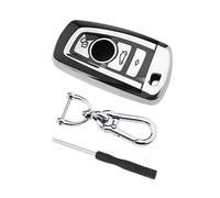 ECSiNG Funda Protectora de TPU para Llave de Coche con 4 Botones, con Llavero y Destornillador, Compatible con BMW 1/2/3/4/5/6/7 Series X3 X4 M2 M3 M4 M5 M6 GT3 GT5 520 525 f30 f10 A-Silver