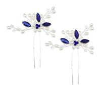ECSiNG Horquillas para el pelo de flor con diamantes de imitación azules, horquillas de cristal, accesorio decorativo para mujeres, mujeres, niñas, bodas, fiestas, 10 x 8 cm