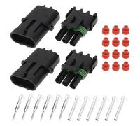 ECSiNG Juego de 2 conectores sellados impermeables de 3 pines para coche, 14-16 AWG, para carreras marinas automotrices