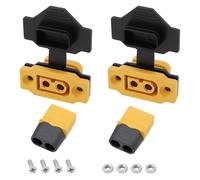 ECSiNG Juego de 2 conectores XT60 XT60E-F hembra de montaje en panel XT60H-M macho con tapa de goma negra y tornillos para dron RC FPV batería Lipo accesorios para drones de aviones