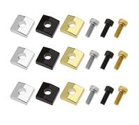 ECSiNG Juego de 9 abrazaderas y tornillos para guitarra eléctrica, puente de trémolo, doble balancín, bloque de metal, bloqueo de cuerda, negro, plateado y dorado