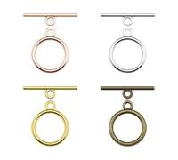 ECSiNG Paquete de 4 con 80 juegos de cierre de palanca redondo de metal, cierre de barra en T, accesorios de joyería para hacer joyas, collares, pulseras