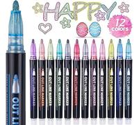 ECtury Regalo Niña 4-12 Años, Rotuladores Purpurina, Regalo Niña 10 Años | 12 Colores Rotuladores Lettering Metalicos, Manualidades Niños, Rotuladores Magicos para Pintar, Juguete Niñas 5-12 Años