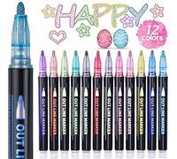 ECtury Rotuladores Purpurina, Regalo Niña 10 Años, Manualidades Niños, 12 Colores Rotuladores Lettering Metalicos, Regalo Niña 4-12 Años, rotuladores Magicos Doble Línea para Manualidades