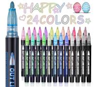 ECtury Rotuladores Purpurina, Regalo Niña 4-12 Años, 24 Colores rotuladores Lettering Metalicos, Regalo Niña 10 Años, Rotuladores Magicos Doble Línea para Pintar, Scrapbooking, Manualidades Niños