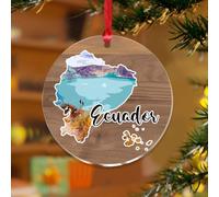 Ecuador Adornos de Navidad de arquitectura, mapas de construcción, arte escénico, recuerdo personalizado, discos acrílicos transparentes, póster de viaje, ciudad, mundo, multicolor, colgante colorido