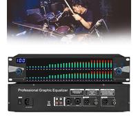 Ecualizador de audio de doble espectro, dos ecualizadores digitales de audio de 2U con pantalla de espectro de 31 bandas con 10 efectos preestablecidos y ajuste independiente bajo/medio/agudos